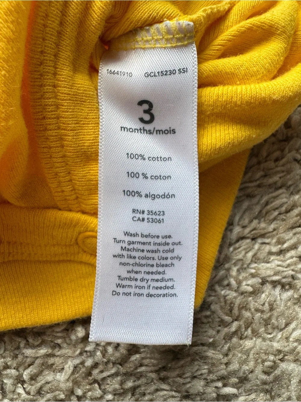 Carter’s Mommy’s Little Monster Yellow Graphic Bodysuit Baby Boy 3 Months